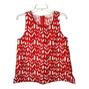 Everly Sleeveless Top Womens Medium Red White Chevron Geometric Shell T9920